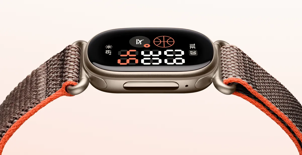 Fitbit Edge met gebogen kast en sensorbehuizing